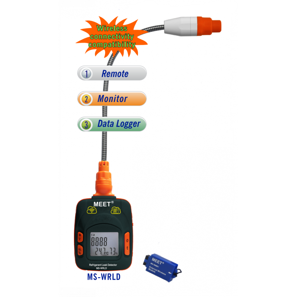 MS-WRLD + WMB1  無線連接冷凍劑滲漏測試儀 + 外置藍牙模組