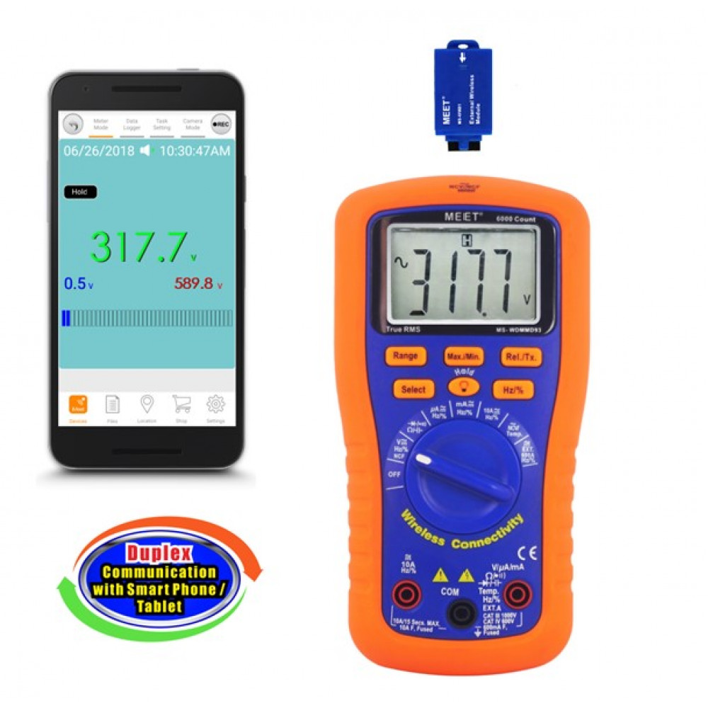 MS-WDMMD93 + WMB1 無線連接大型多功能數字萬用錶 + 外置藍牙模組